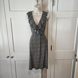 Chic Black and White Midi Dress